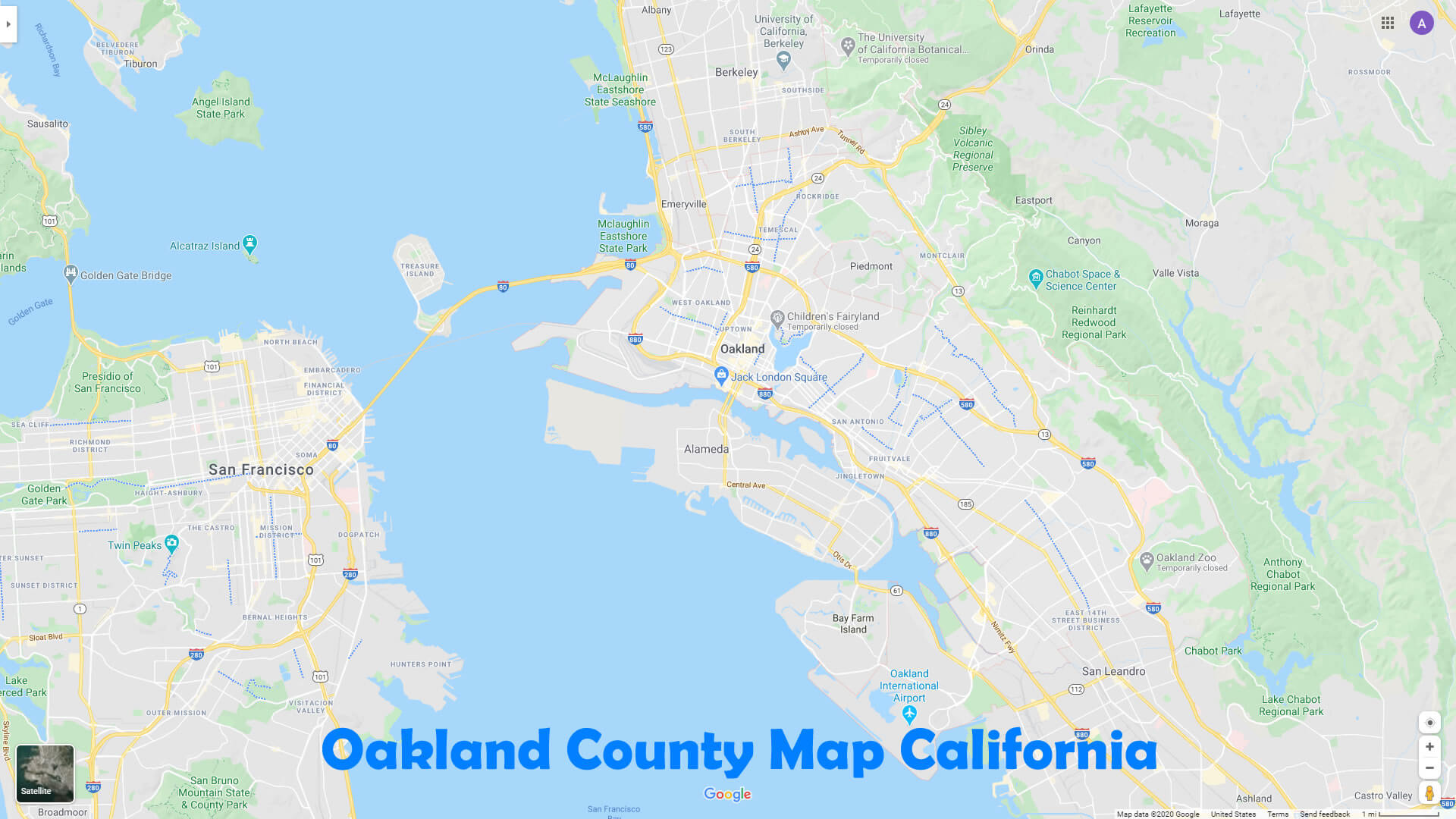 Oakland comte Carte californie 